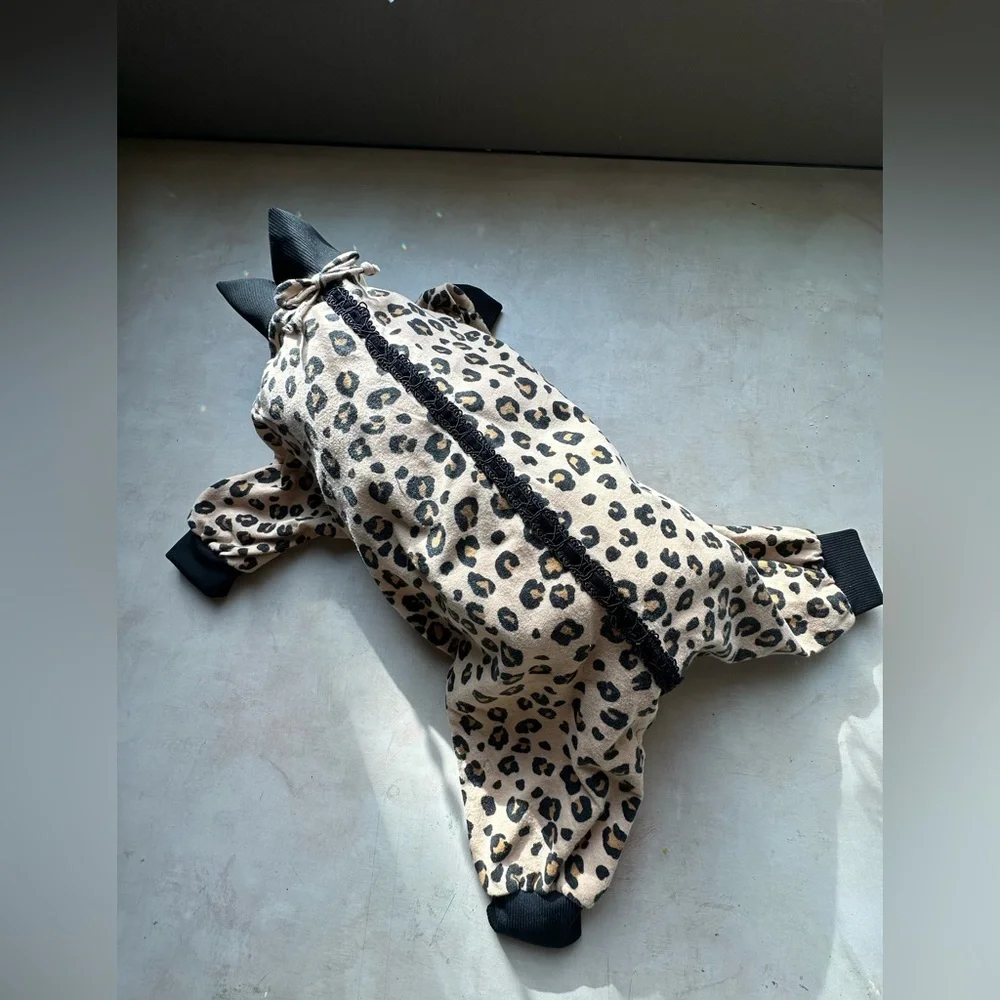 Upcycled Handcrafted Leopard Print Dog Sweater | Edgy Chic Street Style Medium
